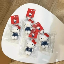 Sanrio 1pc Hello Plush Kitty Keychain With Heart Shape Clip 4" Inch Stuffed Plushie Purse Bag Charm Backpack Lucky Doll