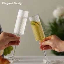Ribbed Plastic Champagne Flutes, 5.5 Oz Unbreakable Goblet Glasses Reusable Champagne Toasting Cups Set Of 6 - Modern & Elegant For Wedding Party Anniversary Christmas Birthday, Valentine's Day Gift, For Outdoor, Camping, Gift For Father