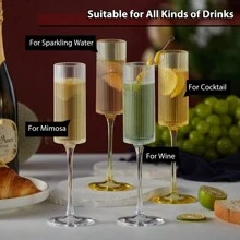 Ribbed Plastic Champagne Flutes, 5.5 Oz Unbreakable Goblet Glasses Reusable Champagne Toasting Cups Set Of 6 - Modern & Elegant For Wedding Party Anniversary Christmas Birthday, Valentine's Day Gift, For Outdoor, Camping, Gift For Father