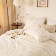 Ultra-Soft Thickened Warm Plush Sherpa Fleece Down Comforter - Boho 3D Jacquard Bedding Comforter Set Fluffy Surface For Cozy Autumn And Winter Nights - OffWhite For Twin / Twin XL / Full / Queen / King / Cal King Size - offwhite - 查看 5