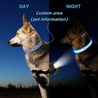 Rokhevn 1pc Personalized Reflective Dog Collar, Custom Embroidered Nylon ID Collar, Suitable For Male And Female Dogs, 5 Collar Color Options And 10 Embroidery Color Options, 4 Adjustable Sizes: X-Small, Small, Medium, Large Ornamental,Engraved,Stainless Stylish,Fashion,Colorful,Vintage,Cute,Contracted,Cuties Custom,Unique,Customized,Personalized Pet For Anniversaries,For Birthdays