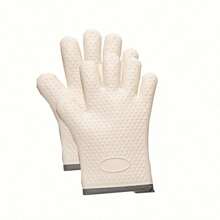 1 par de guantes de horno de silicona premium - doble capa, agarre antideslizante, bucle colgante, guantes aislados para microondas, cocina, hornear, parrilla y talla grande - suministros y accesorios esenciales de cocina - Multicolor - Ver 3