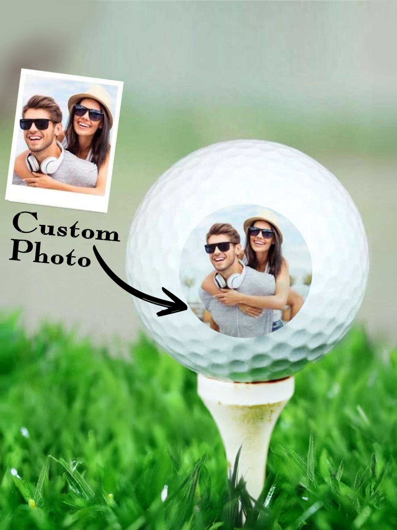 1 Stück Individueller Golfball - Personalisierte Golfbälle mit Ihrem Foto | Einzigartige & denkwürdige Geschenke für Golffans | Wählen Sie aus 2 stilvolle Designs | Perfekte Fotogedächtnisgeschenke für Vater, Freund, Familie, Freunde | Perfekt für Geburtstage, Neujahr, Valentinstag Feierlichkeiten