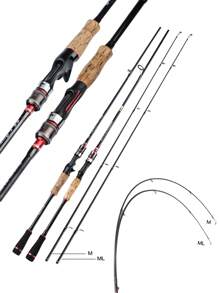SOUGAYILANG 1.8m 2-Section Fishing Rod, M And ML Specifications, Comfortable EVA Handle, High-Quality Guides, Lightweight And Portable, Suitable For Fishing Various Fish Species - Black - View 3