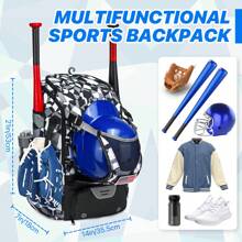 RUCYEN Softball Bag,Softball Bat Bag For Youth Adults,Baseball Bag With Fence Hook For TBall Bat & Equipment,Lightweight Baseball Bat Backpack With Shoe Compartment,Large Main Compartment For Helmet - 黑色 - 查看 6