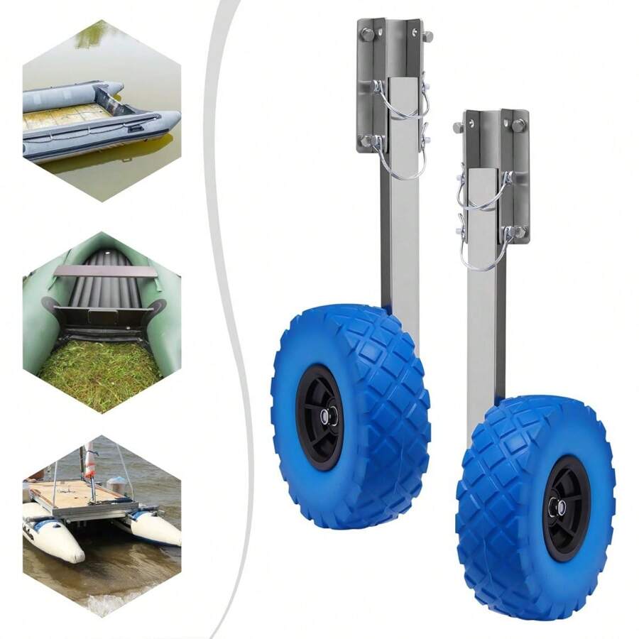 CNCEST Boat Launching Wheels, Dinghy Wheels 9.84in, 330 LBS Loading Capacity Inflatable Boat Launch Wheels, Launching Trolley Wheels For Boat Dinghy Yacht Raft - Blue - View 1