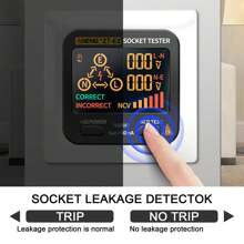 LCD Socket Tester 3 Results Display, Integrated Voltage Detector, RCD Receptacle Outlet Tester Circuit Analyzer UK Wall Plug Leakage Tester Electricity Line Fault Checke - Black - View 10
