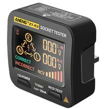 LCD Socket Tester 3 Results Display, Integrated Voltage Detector, RCD Receptacle Outlet Tester Circuit Analyzer UK Wall Plug Leakage Tester Electricity Line Fault Checke - Black - View 2