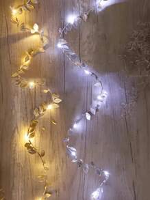 1 Luz decorativa de Halloween, Luz de escritorio, Luz de cadena de hojas de oro y plata LED, Luz decorativa de ratán, Luz de hoja verde, Luz de cuento de hadas, Luz de corona, Día del Padre, Luz de decoración navideña/Halloween para el hogar, Decoración de iluminación festiva, Luz de decoración para boda, Luz de decoración para fiesta