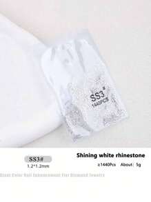 1440 件平底闪光玻璃石水钻水晶 1440 件/包 Ss3-Ss16 白色 Ab 水晶水钻指甲宝石平底圆形水钻平底水钻美甲用品指甲指甲饰