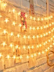 1 件 1.5/3/4.5/6m 10/20/30/40 LED 星形灯串，电池供电星形灯串，室内卧室装饰，房间装饰，墙壁装饰灯串，适用于婚礼派对，圣诞装饰灯串 - 彩色 - 查看 3