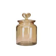 Set Of 3 Hermetic Amber Glass Jars Decor Affection Heart 650ml - Tuut - 米色 - 查看 4