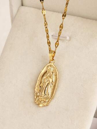 1 pieza Exquisito collar con colgante de la Virgen María de moda, regalo personal de oración para aniversario, cumpleaños o fiesta