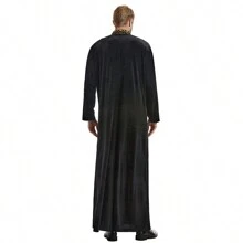 Men's Thick Velvet Embroidered Robe Arabian Robe, Warming - Black - View 9