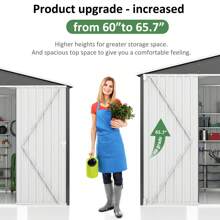 AirWire 10'x9' Garden Storage Shed With Updated Frame, Lockable Doors, Metal Tool Shed For Outdoor Backyard, Patio & Lawn - Grey - View 7