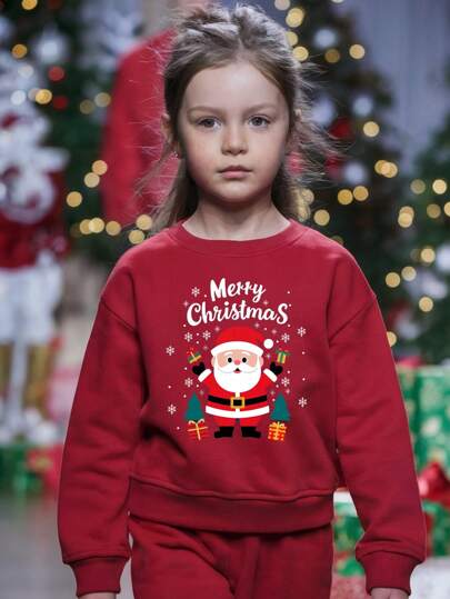 minizone 1 pezzo Felpa termica con grafica di Babbo Natale per ragazzo