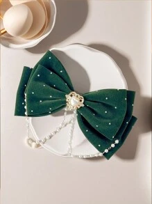 1pc Fashion Rhinestone & Pearl Decorated Butterfly Hair Clip, Suitable For Daily Or Festival Wear - Multicolor - View 6