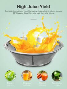 QCen Powerful Centrifugal Juicer, 500W With 3" Wide Mouth Feed Chute – Perfect For Whole Fruits & Vegetables, Easy To Clean, Stainless Steel, Space-Saving Design, Great For Healthy Juices At Home. - 美規A型插(110-127V) - 查看 7