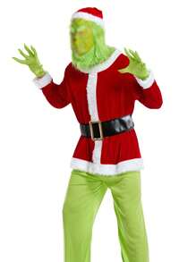 Christmas Costume Green Furry Cosplay Santa Claus Costume Party Party Costume Set Prom