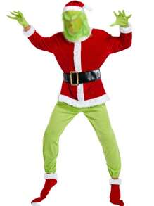 Christmas Costume Green Furry Cosplay Santa Claus Costume Party Party Costume Set Prom