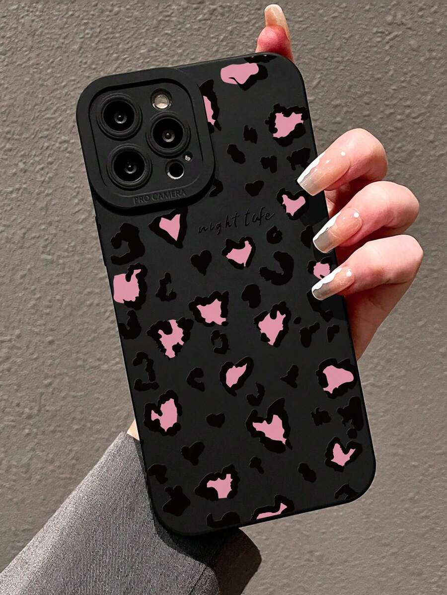 1pc Leopard Print Heart Pattern Print TPU Frosted Anti-Fall Phone Case Compatible With IPhone 16/11/12/13/14/15/15pro/15 Plus/15 Promax/7plus/8plus/X/Xs Max/Xr/11pro/12pro/13pro/14pro/12mini/13mini/11promax/12promax/13promax/14promax/14plus/6/6s/6plus/7/8/16Pro/16plus/16promax/Se&Compatible With Samsung Galaxy Galaxy/A54/A14/A12/A13/A15/A32/A33/A24/A52S/S20/S21/S22/S23/S24/S23Plus/S24ultra - Multicolor - View 1