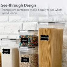 24 件不含双酚 A 的密封食品储存容器，配有标签和记号笔 - 让面食、面粉、糖和谷物更长时间保持新鲜