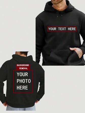 Gepersonaliseerde grappige fleece hoodie voor heren met tekst op de voorkant en afbeelding op de achterkant, casual design met sierzakken Stijlvol, mode, hipster, samengetrokken, eenvoudig kostuum, bescheiden mode, minimalistische chique, casual op maat, uniek, gepersonaliseerde schatvondsten, hoodie Ideale cadeaus voor hem Familie, vriend, vrienden, kinderen Voor jubilea, voor verjaardagen, voor kinderdag, voor vakantie/vakantie, voor vaderdag