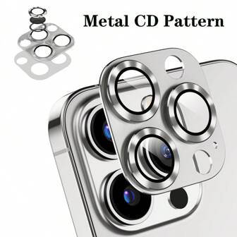 1 Stück Hochauflösender Metall-Integrativlinsen-Glasfilm CD-Textur Kameraobjektiv-Schutz, Stahl 9H Härte 3D Vollabdeckung Metall-Rand Kratzfest kompatibel mit iPhone 16pro/16promax/16plus/16/15pro/15promax/15plus/15/14pro/14promax/14plus/14/13pro/13promax/13/13Mini/12pro/12promax/12/12Mini/11promax/11/11pro