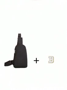 1 件尼龙拉链封口字母印花胸包，时尚休闲斜挎包适合日常使用 - 黑色 - 查看 25