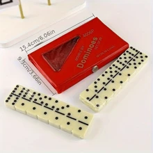 28pcs Premium Red & Black Plastic Dominoes & Ludo Game Set, With PVC Storage Box, Classic Board Game For Indoor, Outdoor, Camping, Travel, Family Game Night, Holiday Gift, Social Gathering, Birthday, New Year, Valentine's Day, Thanksgiving, Party, Best Gift For Friends