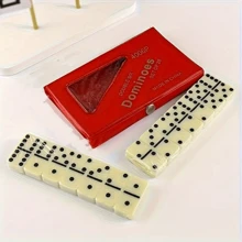 28pcs Premium Red & Black Plastic Dominoes & Ludo Game Set, With PVC Storage Box, Classic Board Game For Indoor, Outdoor, Camping, Travel, Family Game Night, Holiday Gift, Social Gathering, Birthday, New Year, Valentine's Day, Thanksgiving, Party, Best Gift For Friends