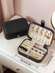 Luxury Leather Jewelry Box, Jewelry Organizer, Ring Box. Retro PU Leather Jewelry Box For Women, For Storing Earrings, Necklaces, Rings, Bracelets, Watches And Other Accessories, Perfect Mother's Day Gift Back To School