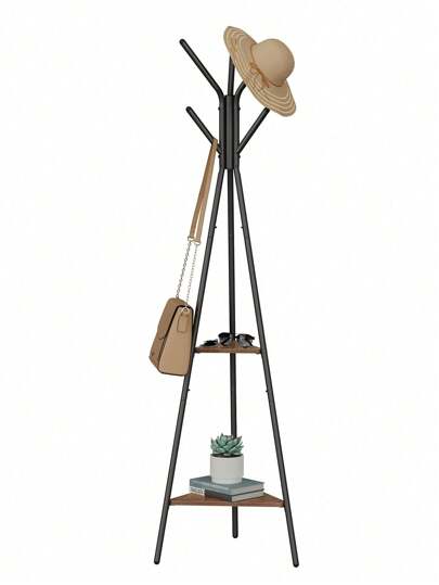  VASAGLE  Perchero no empotrado, con 2 estantes, para ropa, sombrero, bolsa, estilo industrial, gris y negro