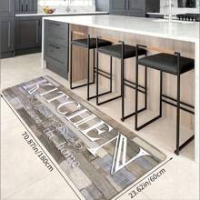 1pc Black Dirt-Resistant & Easy To Clean Versatile Kitchen Printed Absorbent Anti-Slip Kitchen Floor Mat, Suitable For Kitchen, Dining Room, Decoration - Multicolor - View 7