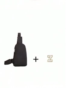 1pc Zipper Closure Fashion Letter Sticker Chest Bag Versatile Casual Messenger Bag Suitable For Daily Use Suitable For Daily Use, Sports, Outings, Outdoor - Black - View 21