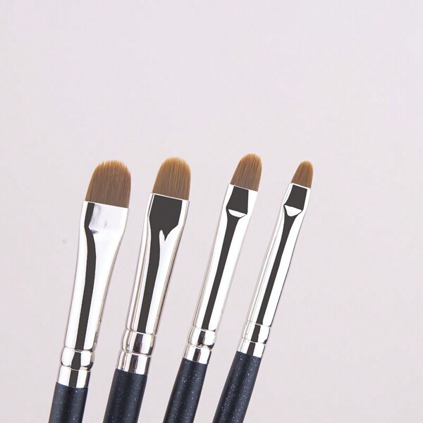 Set de 4 piezas de brochas para correctores, brocha plana pequeña para corrector, brocha para delineador de gel, brocha de detalle para corrector, herramientas de maquillaje cosméticas