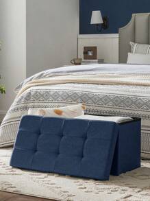 SONGMICS Storage Bench, 76 Cm Storage Ottoman, Storage Chest, Footstool, Dark Blue MLSF47IN - Navy Blue - View 4
