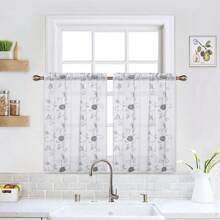 Rideau en Voile brodé de fleurs, avec poches pour tringle, transparent, avec embrasses, pour salon, chambre à coucher, cuisine