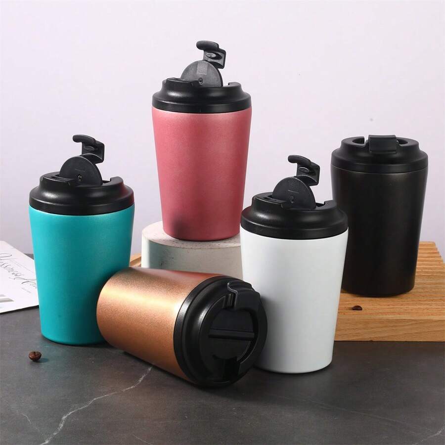 380ml/12.8oz Minimalist High-End Double-Layer Stainless Steel Vacuum Insulated Coffee Mug, Business/Office/Outdoor Travel Gift, Couples Summer Sports Water Bottle - Multicolor - View 1