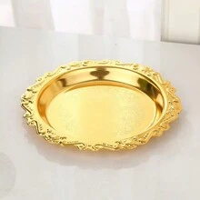 1pc Embossed Metal Dried Fruit Tray, Suitable For Dried Fruits, Cupcakes, Snack Tray, Appetizers And Vegetables, Perfect For Parties And Snacks, Decorations Best Gifts Birthday Plates Kitchen Accessories Kitchen Decor Trays Tray Decor