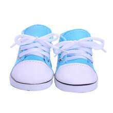 1 双经典纯色帆布鞋，适合 18 英寸美国女孩娃娃，休闲百搭娃娃运动鞋，娃娃系带布鞋，时尚娃娃配饰礼物，适合小女孩和小男孩，生日，节日，婴儿娃娃床，黑色婴儿娃娃鞋，女孩运动鞋