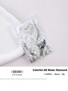 1440 件平底闪光玻璃石水钻水晶 1440 件/包 Ss3-Ss16 白色 Ab 水晶水钻指甲宝石平底圆形水钻平底水钻美甲用品指甲指甲饰