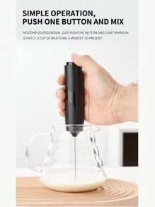 CLITON 1pc,Milk Frother Handheld, Battery Operated Coffee Foamer Drink Mixer With Stainless Steel Electric Whisks For Coffee, Latte, Cappuccino, Hot Chocolate, Protein,Egg Batteries Included,Black