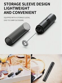 CLITON 1pc,Milk Frother Handheld, Battery Operated Coffee Foamer Drink Mixer With Stainless Steel Electric Whisks For Coffee, Latte, Cappuccino, Hot Chocolate, Protein,Egg Batteries Included,Black
