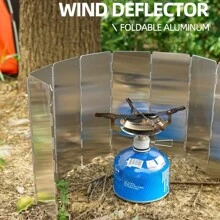 可折叠野营炉挡风板，适用于户外露营 - 10 块铝板野营炊具挡风板，适用于炉子 - 带便携包的折叠挡风板，适用于露营配件 - 彩色 - 查看 11