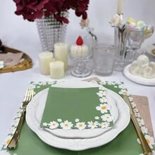 50 piezas/100 piezas Servilletas de papel con diseño de margarita, servilletas desechables decorativas para cena, adecuadas para eventos grandes, fiestas, bodas, Año Nuevo, Día de San Valentín
