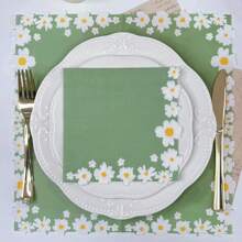 50 piezas/100 piezas Servilletas de papel con diseño de margarita, servilletas desechables decorativas para cena, adecuadas para eventos grandes, fiestas, bodas, Año Nuevo, Día de San Valentín