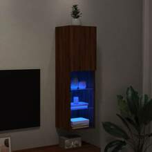 vidaXL Meuble TV avec LED Marron clair 30,5x30x102 cm