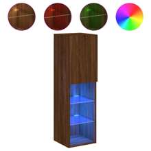 vidaXL Meuble TV avec LED Marron clair 30,5x30x102 cm
