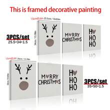 3pcs/Set ​Poster For | Decoration | Wallpapers | Mural | Reindeer Merry HoHoHo| Time Advent, Wall Canvas Decor, Ideal Gifts For Hallway Bedrooms And Living Room Home Decor Christmas Decorations Room Decor Christmas - Multicolor - View 3